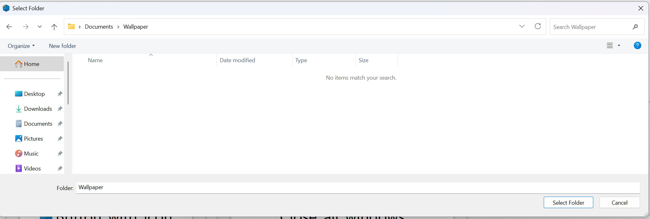 ADirChooserView screenshot